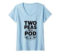 Femme Deux Pois dans Une Capsule T-Shirt avec Col en V