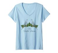Femme Deux tourterelles Tortues Douze Jours de Noël Magnifiques T-Shirt avec Col en V