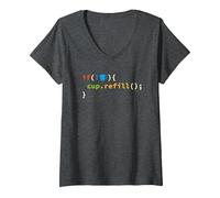 Femme Developer Computer Scientist Geek Coder Nerd Script Syntax T-Shirt avec Col en V, Chiné Foncé, S