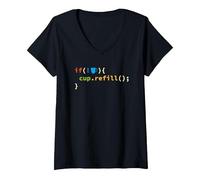 Femme Developer Computer Scientist Geek Coder Nerd Script Syntax T-Shirt avec Col en V, Noir, L