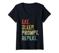 Femme Développeur d'agents d'IA Funny Vibe Coding Prompt Engineer Coder T-Shirt avec Col en V