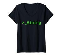 Femme Développeur d'agents d'IA Funny Vibe Coding Prompt Engineer Coder T-Shirt avec Col en V