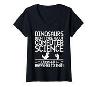 Femme Développeur de logiciels Computer Dinosaurs Computer Science T-Shirt avec Col en V