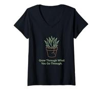 Femme Développez grâce à ce Que Vous passez grâce à Plant Inspiration T-Shirt avec Col en V