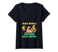 Femme Développez Vos Muscles, bâtissez Votre Empire, Motivation, h T-Shirt avec Col en V