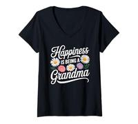 Femme Devenir Une Grand-mère Pride Daisy Art T-Shirt avec Col en V