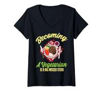 Femme Devenir végétarien est Un Steak manquant T-Shirt avec Col en V
