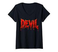 Femme Devil Halloween Couple Costume Funny Halloween Couples Rude T-Shirt avec Col en V