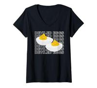 Femme Deviled Eggs Retro Dinner Humour Food Lover Thanksgiving T-Shirt avec Col en V