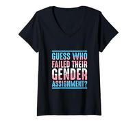 Femme Devinez qui a échoué à son affectation de genre T-Shirt avec Col en V
