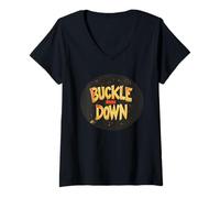 Femme Devise Cool Buckle Down pour les amateurs d'affaires T-Shirt avec Col en V