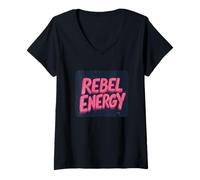 Femme Devise de l'énergie Rebelle T-Shirt avec Col en V