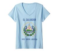 Femme Devise des Armoiries du Salvador T-Shirt avec Col en V