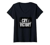 Femme Devise Pretty Cry of Victory T-Shirt avec Col en V