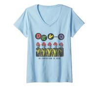 Femme Devo De-Evolution is Real Photo New Wave Punk Vintage Band T-Shirt avec Col en V