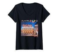 Femme Devo Oh No It's Potatoes Funny Photo New Wave Vintage Band T-Shirt avec Col en V