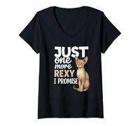 Femme Devon Rex Cat Lover Just One More Rexy I Promise propriétaire d'animal de Compagnie T-Shirt avec Col en V
