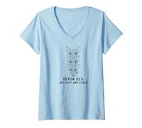 Femme Devon Rex : Mischief and Grace Funny Cat Lover Design T-Shirt avec Col en V