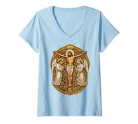 Femme Dévotion au sang le plus précieux de Jésus-Christ catholique T-Shirt avec Col en V