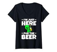 Femme D'extraterrestre Assoiffé I'm Just Here for The Beer T-Shirt avec Col en V