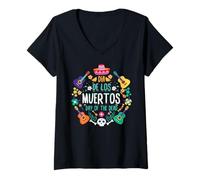 Femme Dia De Los Muertos, Journée des âmes mortes, Fête de l'amour au Mexique T-Shirt avec Col en V