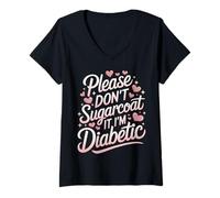 Femme Diabète DT1, Veuillez ne Pas l'enrober de Sucre, Je suis diabétique T-Shirt avec Col en V