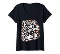 Femme Diabète DT1, Veuillez ne Pas l'enrober de Sucre, Je suis diabétique T-Shirt avec Col en V