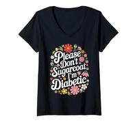 Femme Diabète DT1, Veuillez ne Pas l'enrober de Sucre, Je suis diabétique T-Shirt avec Col en V