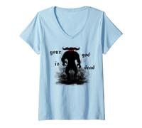 Femme Diable Enfer Nine Satan Comic Con inch Lucifer Metal Nails T-Shirt avec Col en V