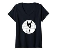 Femme Diable Lapin en métal avec Main et Cornes de Diable T-Shirt avec Col en V