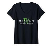 Femme Diablo IV Vessel of Hatred Chest Logo T-Shirt avec Col en V