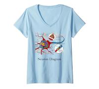Femme Diagramme de neurones étiquetée Cellule nerveuse T-Shirt avec Col en V