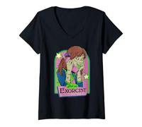 Femme Dial an Exorcist Retro Vintage Funny Adult Humor T-Shirt avec Col en V