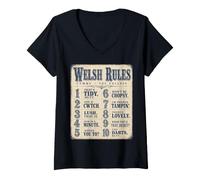 Femme Dialecte des Vallées des règles galloises T-Shirt avec Col en V