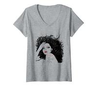 Femme Diana Ross Rouge à lèvres T-Shirt avec Col en V