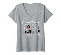 Femme Diary of a Wimpy Kid Season's Greetings from The Heffleys T-Shirt avec Col en V