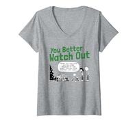 Femme Diary of a Wimpy Kid u Better Watch Out Pinchy Christmas T-Shirt avec Col en V