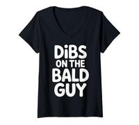 Femme Dibs on The Bald Guy Relationship Claim Dating - T-Shirt avec Col en V