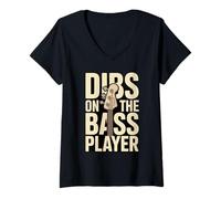 Femme Dibs on The Bass Player Band Music Lover T-Shirt avec Col en V