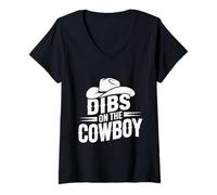 Femme Dibs on The Cowboy T-Shirt avec Col en V