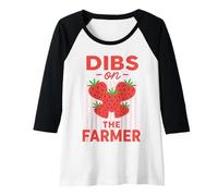 Femme Dibs On The Farmer Funny Strawberry Women Manche Raglan