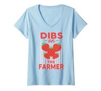 Femme Dibs On The Farmer Funny Strawberry Women T-Shirt avec Col en V