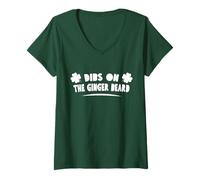 Femme Dibs on The Ginger Beard Funny St Patrick Irish Day T-Shirt avec Col en V