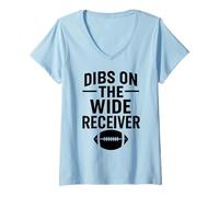 Femme Dibs on The Wide Receiver Football Wife Girlfriend Girl QB T-Shirt avec Col en V