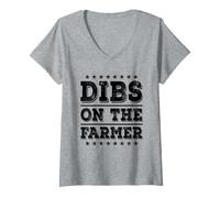 Femme Dibs sur la Petite Amie drôle de The Farmer T-Shirt avec Col en V