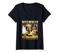 Femme Dictateur libyen Mouammar Kadhafi Dinar révolutionnaire T-Shirt avec Col en V