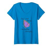 Femme Dictée Amusante Observant Les Papillons et Les Insectes T-Shirt avec Col en V, Saphir, XXL