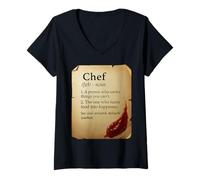 Femme Dictionnaire Amusant de Chef avec Citation Amusante T-Shirt avec Col en V