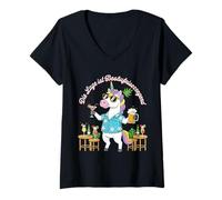 Femme Die Lage Ist Besäufniserregend - Einhorn T-Shirt avec Col en V