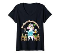 Femme Die Lage Ist Besäufniserregend - Einhorn T-Shirt avec Col en V